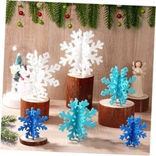 12 Pcs Christmas Snowflake Decorations - 3D Snowflake White, Blue, Dark Blue