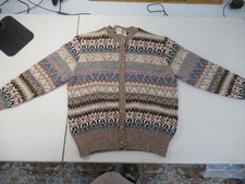 Vintage Blarney Scotland Cardigan Wool Sweater Sz 42 Brown Multicolor Stripes dl