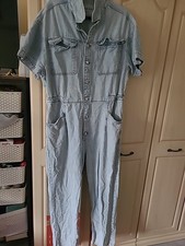 Primark Denim & Co Size 20 Jumpsuit, Short Sleeve, Blue, 100% Cotton,  27.5" Leg