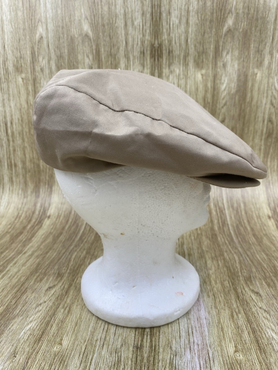 Vintage Burberrys of London Flat Cap Nova Check Lining Tan Newsboy