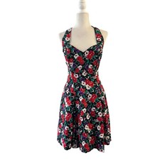Vintage Made in USA Rampage Retro Halter Floral Fit & Flare Mini Dress Size 11