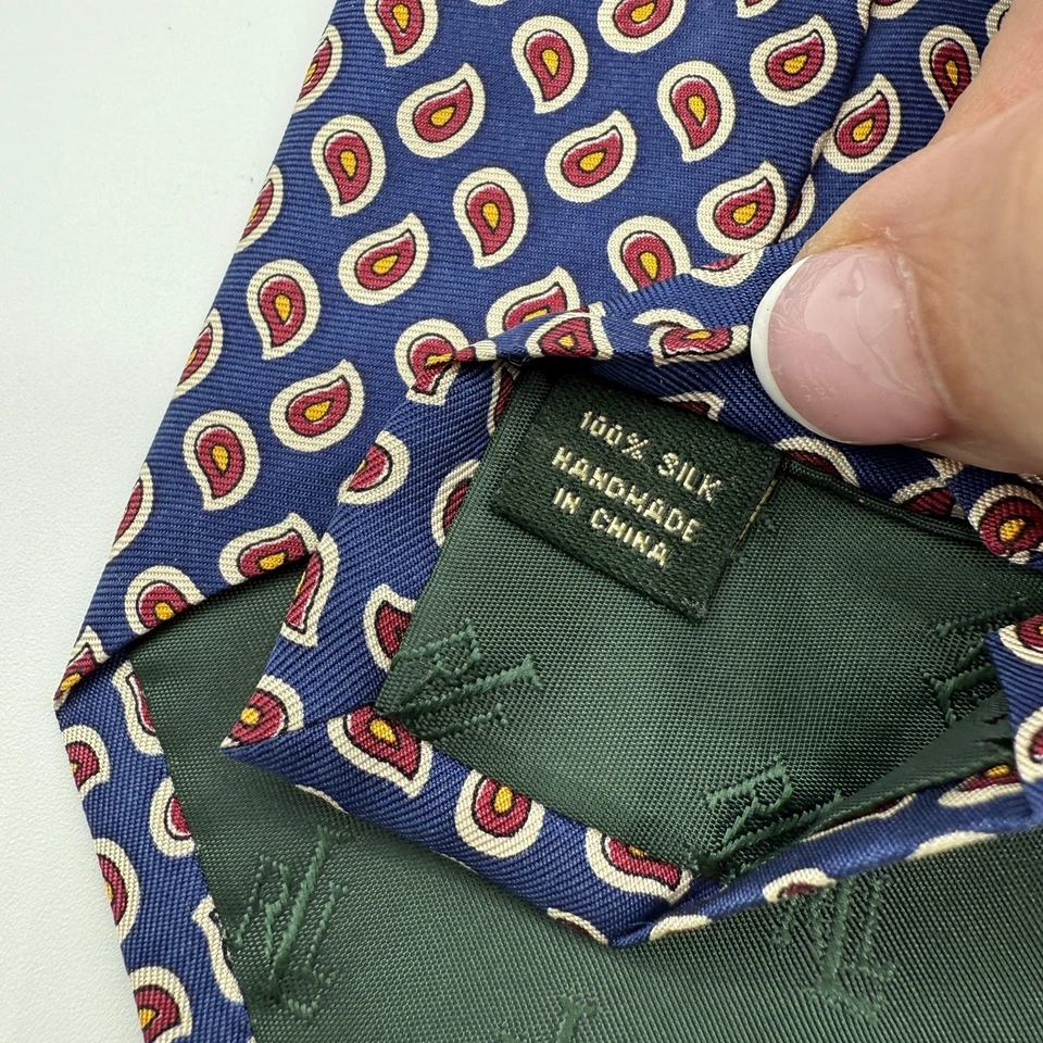Corbata Lauren Ralph Lauren Para Hombre Azul Seda Paisley Patrón Limpio Clásico Negocios Foto 4 de 4