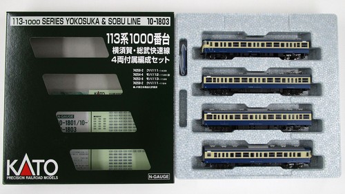 N Gauge KATO 10-1803 Series 113-1000 Yokosuka/Sobu Rapid Line 4-Car Add-on Set | Zustand: Usado
