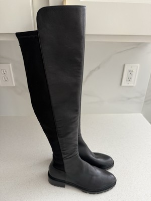 Stuart Weitzman 50/50 Over the Knee Lug Sole Boot Black Leather