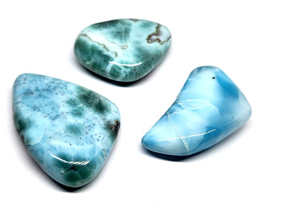 Larimar Dolphin Polished Rubbing Stones Gemstone Dominican Republic Genuine L16