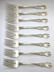 8 Towle OLD MASTER Sterling Silver Pierced Salad Forks - 6 3/8" - 298g - NO MONO