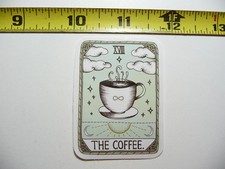 COFFEE CARD CUP SMALL STICKER DECAL BEVERAGE MORNING WAKE UP FUN FUNNY