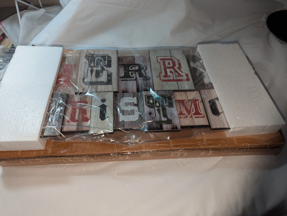 Nostalgic Rustic Merry Christmas Wood SIGN  Farmhouse Primitive Decor 18X 8  - Image 2 of 4