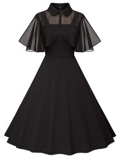 1950s Dresses for Women Vintage Goth Swing Cocktail Dress with Pockets and Ch...
