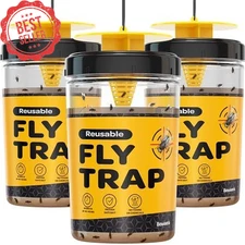 3-Pack Outdoor Fly Trap with Non-Toxic Dissolvable Bait Hanging Fly Repellent
