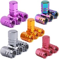 X 4 Tyre Valve Dust Caps Hex Car Bike Motorcycle Alloy UK Seller FITS ALL CARS