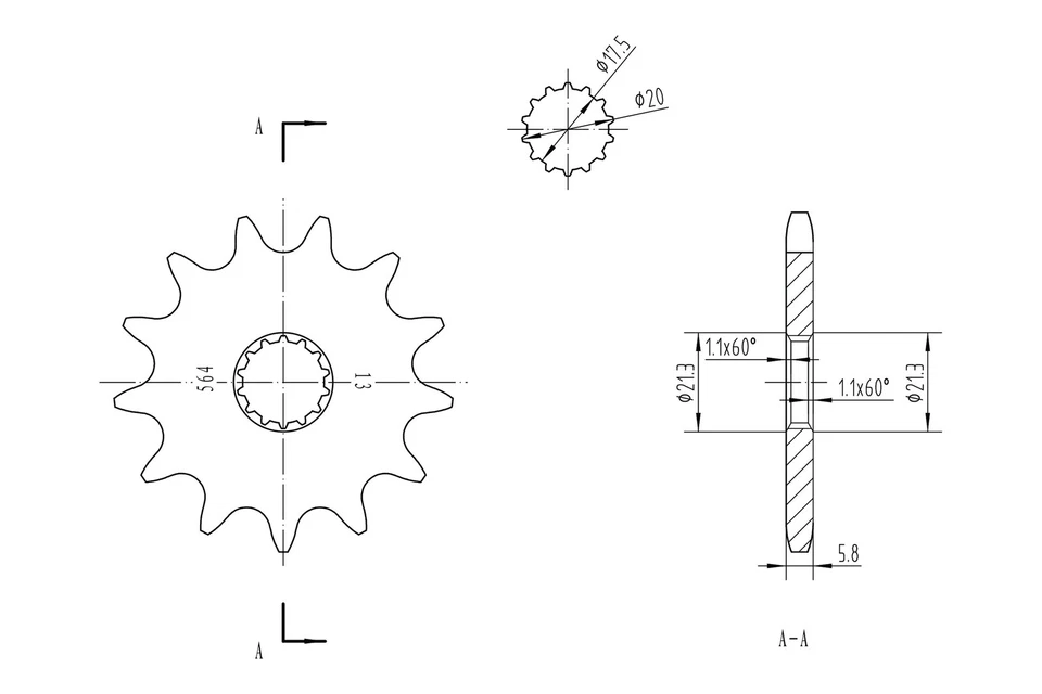 For GAS GAS EC125 2010 BikeMaster 965513 520 Series Front Sprocket - Imagem 2 de 2