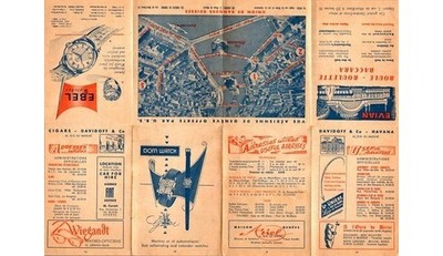 Geneva Tourist Map Business Directory EBEL Omega Longines 1950s Swiss Guide