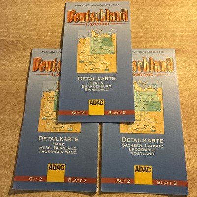 3er Set ADAC Deutschland-Landkarte 1:200000 Ostdeutschland Berlin Harz Sachsen