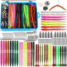 Fishing Lures, 220PCS Bass Fishing Kit with Wacky Worm, Soft Plastic Baits, F...