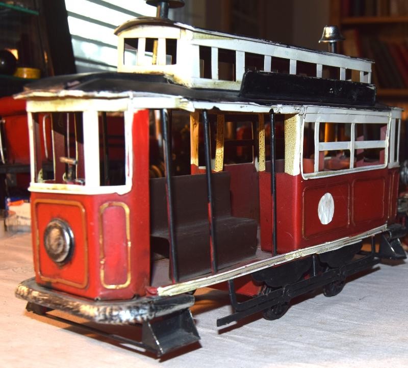 Railroad Street Car Made of Recycled Metal and Scrap Nuts & Bolts