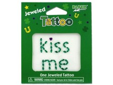 Kiss Me St. Patrick's Day Irish Green Holiday Theme Party Favor Jeweled Tattoo