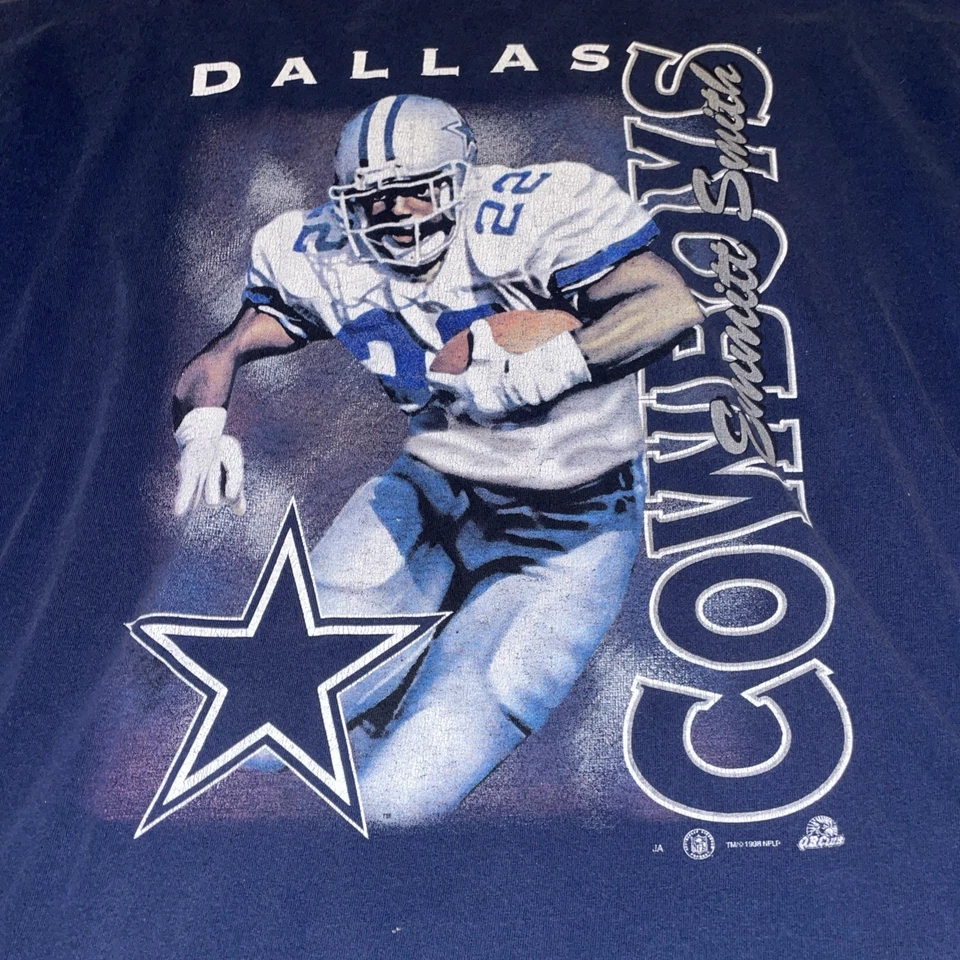Camiseta Para Hombres 2XL De Colección Azul Dallas Cowboys #22 Emmitt Smith Fútbol 1998 Foto 2 de 4