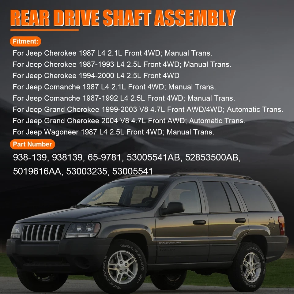 Front Driveshaft Prop Shaft For 1987-2000 Jeep Cherokee 1987-1992 Comanche 2.5L - Image 3 of 4