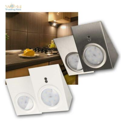 Möbel-Unterbauleuchten 2er Set mit Sensor-Schalter, LED Unterbau-Strahler 230V