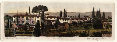 MARIO AGOSTINI SIGNED Etching Houses of San Leonardo Case di San Leonardo, Italy