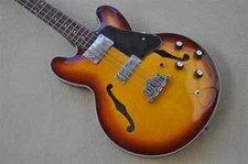 Custom 4 string Sunburst Electric Bass Guitar Double F-hole Hollow Body Standard