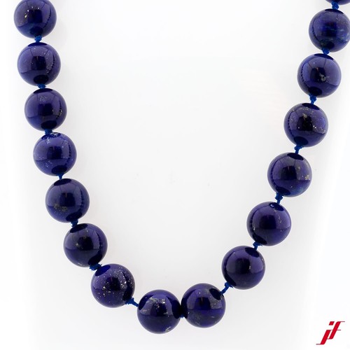 Collar 585/14K Oro Amarillo 33 Lapis-Lazuli-Kugeln 12MM Valor