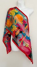 Vintage BAAR  BEARDS Scarf Bright Leaf Floral Abstract Italy