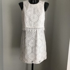 WOMENS DRESS TOPSHOP UK 12 10 Off White Cream LACE Two layer Summer MINI Short