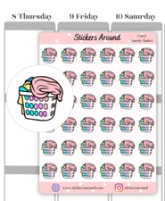 Laundry Basket Icon Planner Sticker, Chore Sticker, Calendar & Journal Sticker