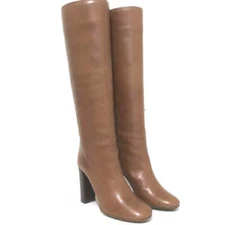 Chloe Knee High Boots Light Brown Leather Size 38