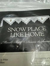 NEW Heritage Lace Fireplace Mantle Scarf Ecru Snowman TreeScallops 19X89" USA