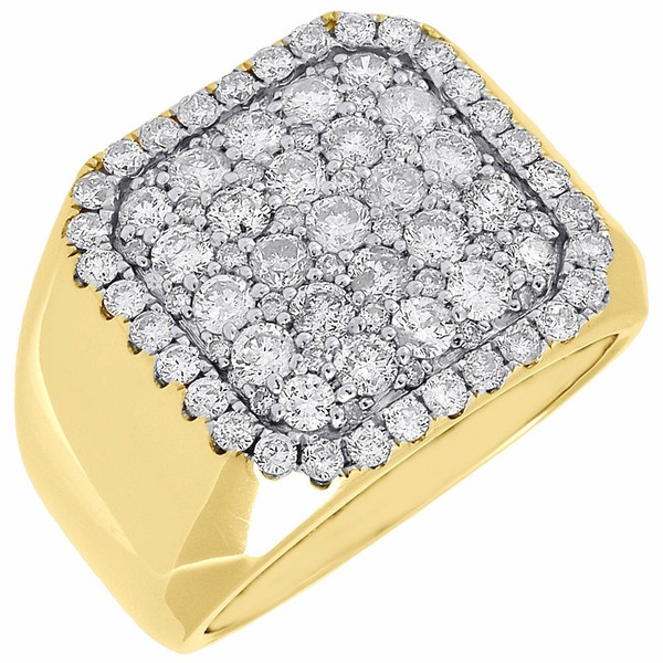Diamant Rosa Ring Rund Schliff 10K Gelbgold Quadratisch Herren Pave Band 2.35 Ct-image