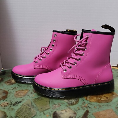NEW Dr. Martens Pink Leather ZAVALA 8 Hole Boots Size 7 Air Wair