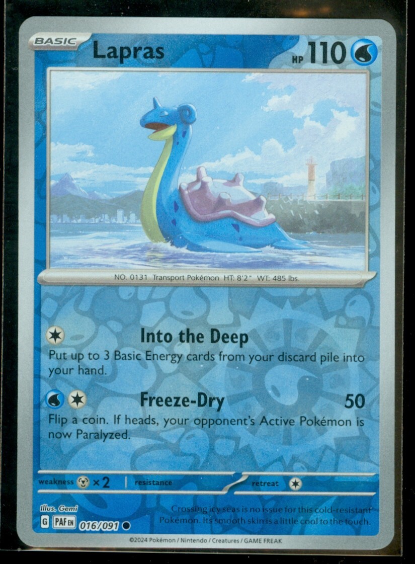 Pokemon LAPRAS 016/091 - Paldean Fates - Rev Holo - - MINT