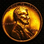 Red Uncirculated 1954-d Lincoln Wheat Cent.