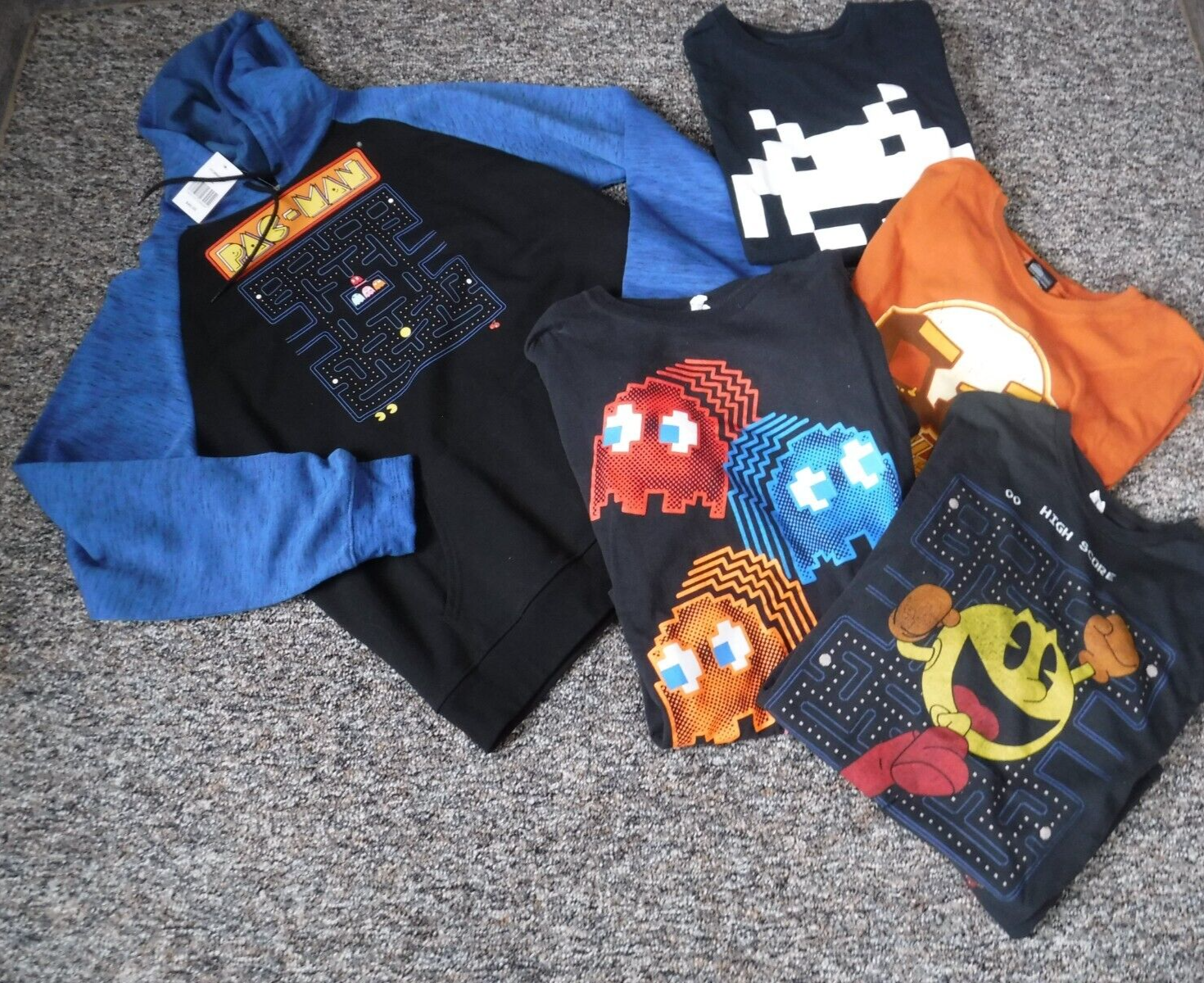 Lot of 5 Arcade Pac man Space Men's Graphic Tees Licensed T-Shirts Size L Hoodie-image