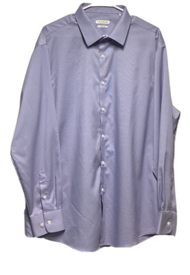 J M Haggar Men's Shirt Button Down Long Sleeve Blue Size 17 17 1/2 Slim Fit  | eBay