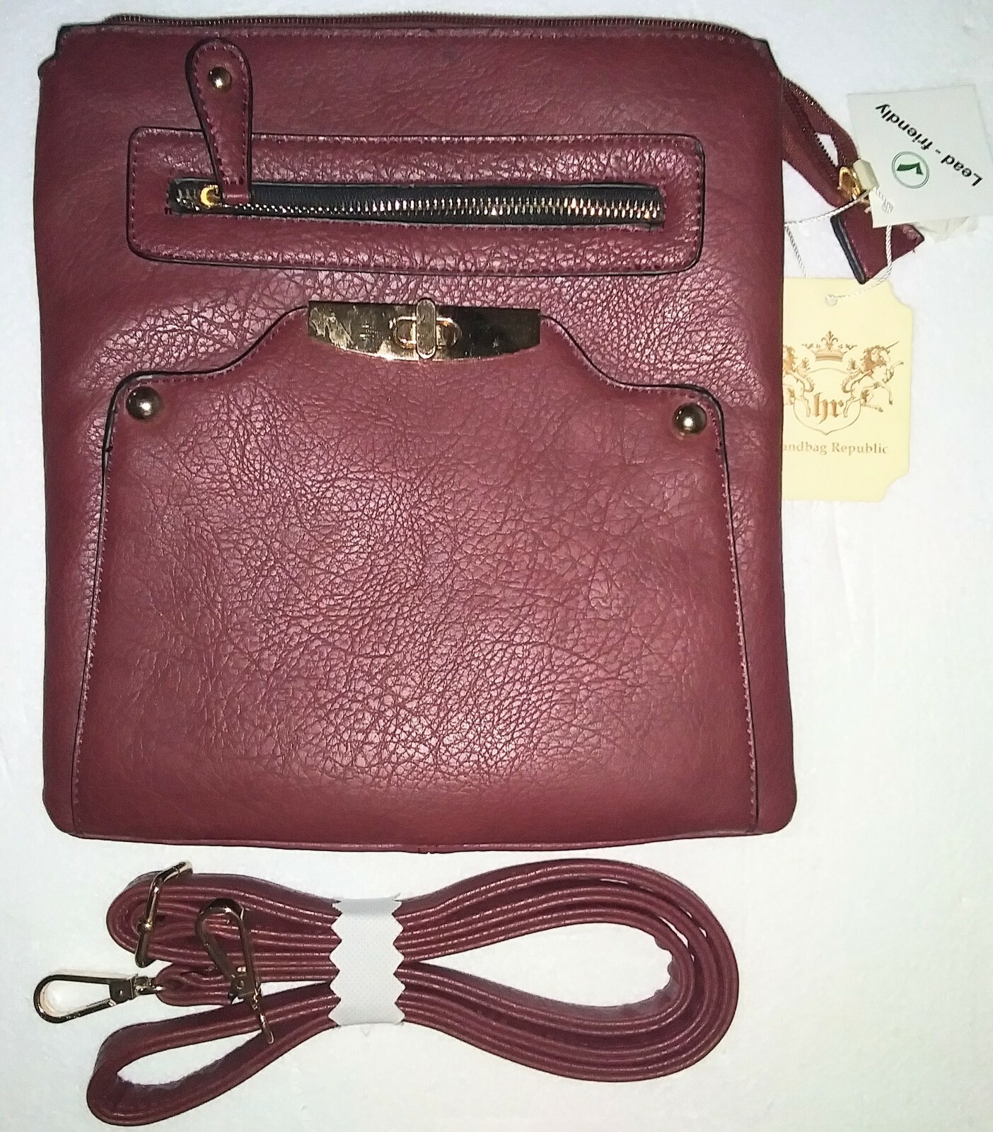 Handbag Republic Burgundy Cross Body Handbag. 11×10×3. New with tags. See Pics.-image