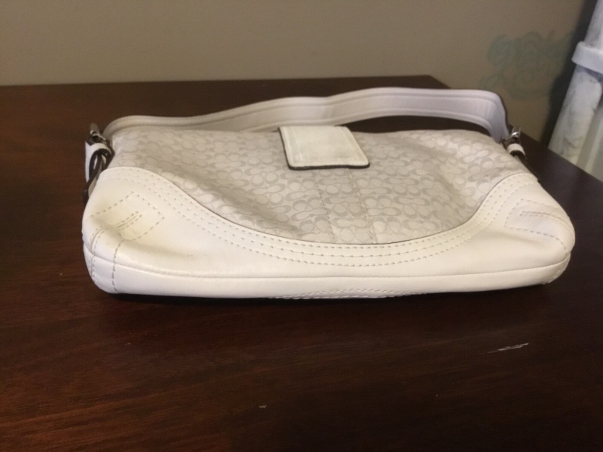 RARE Coach Mini Signature 3628 Canvas & Leather White