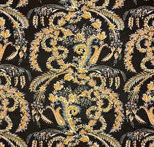 BALLARD DESIGNS WEMBLEY CHARCOAL LARGE FLORAL MULTIUSE LINEN FABRIC BY YARD 54"W