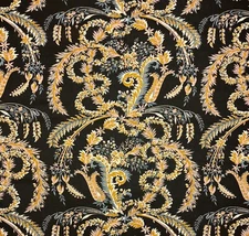 BALLARD DESIGNS WEMBLEY CHARCOAL LARGE FLORAL MULTIUSE LINEN FABRIC BY YARD 54"W