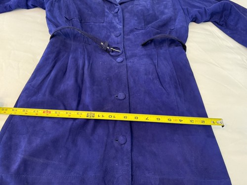 Vtg 80's Size 10 Royal Blue Suede Button Down Coat Dress Siena New York - Picture 17 of 24