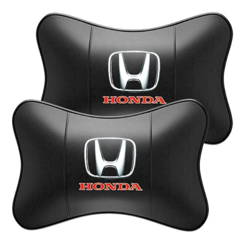 2PCS Car Seat Headrest Neck Cushion Pillows For Honda Black Real Leather - Picture 1 of 11