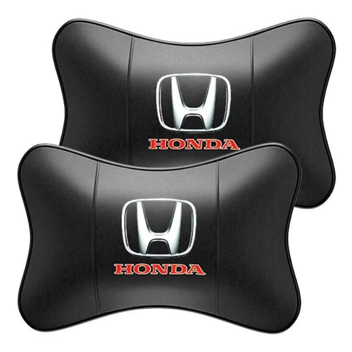 2PCS Car Seat Headrest Neck Cushion Pillows For Honda Black Real Leather - Picture 2 of 11