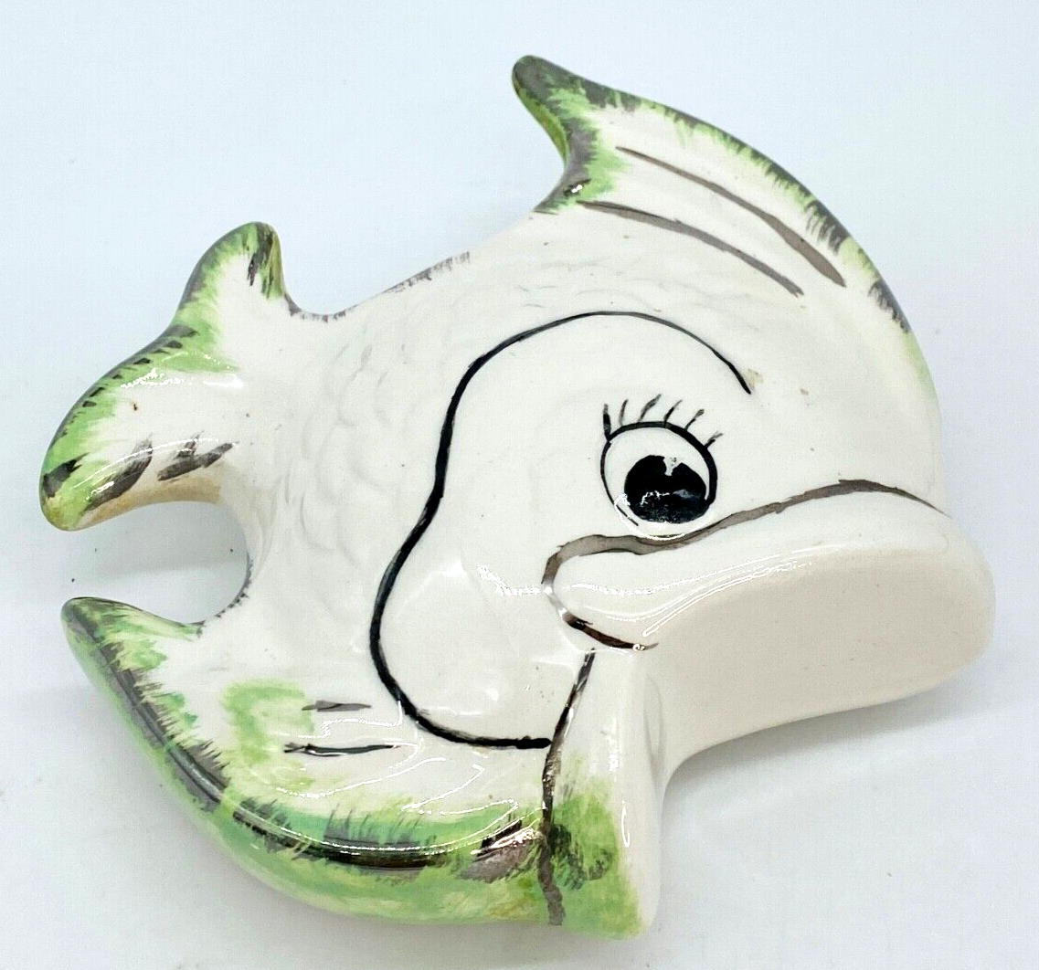 Vintage Ceramic Fish Wall Plaque Planter Bonus Japan Fish Figurine 1950