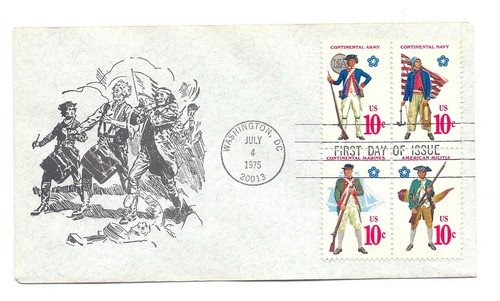 1565-68 Continental Military Uniforms unknown cachet, block of 4 FDC