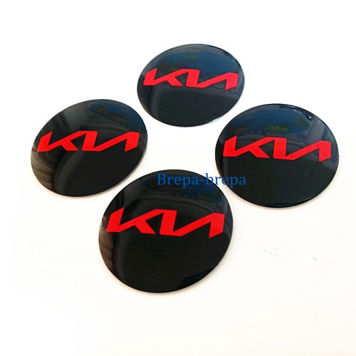 56mm Car Wheel Center Hub Cap Sticker BLACK RED KN 2.2'' for K5 SORENTO RIO - Picture 2 of 2