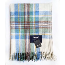 Nuovo Tartan Scozzese 100% Lana Ginocchiera Qualità Tappeto Caldo Stewart Blu Tenuto 