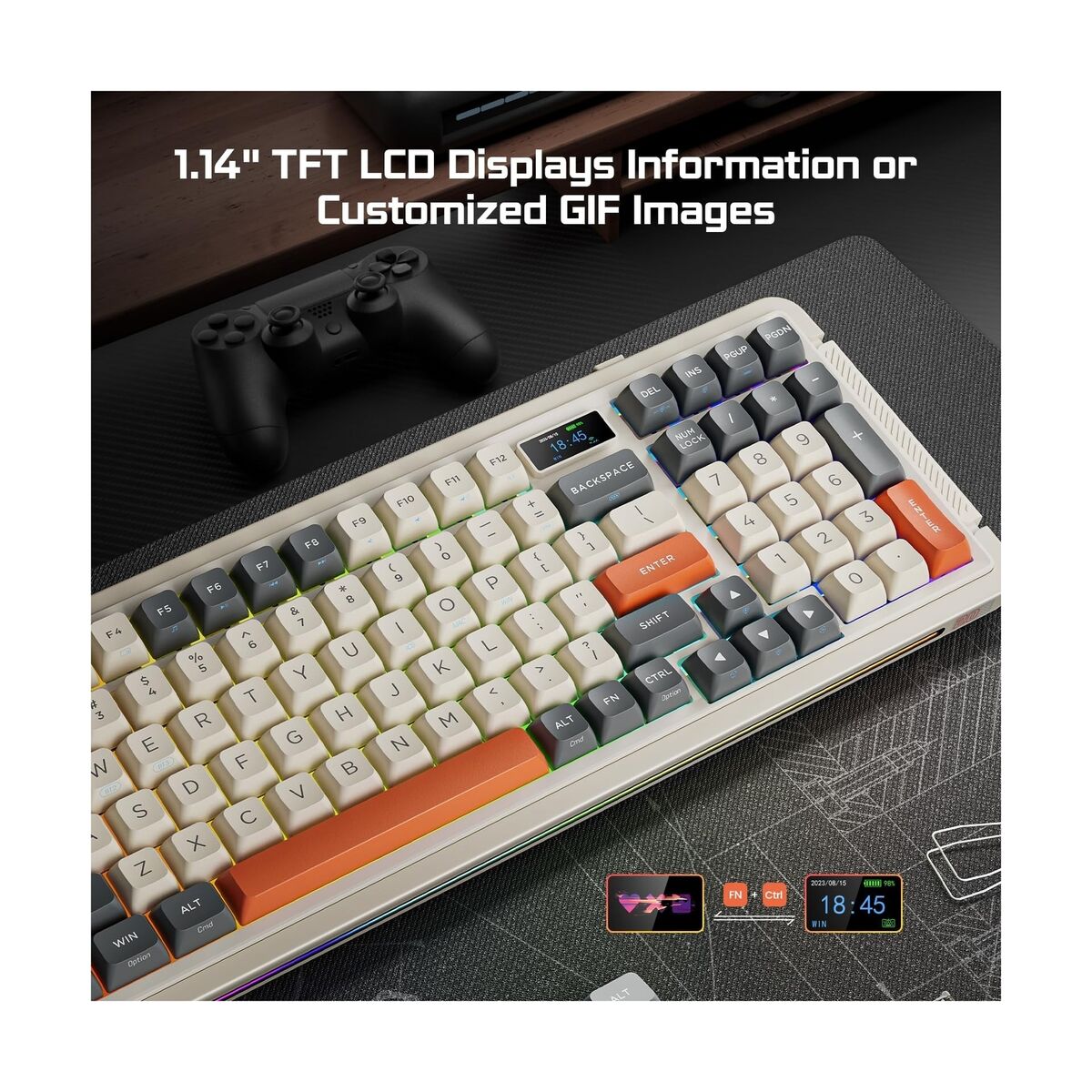 ROYALAXE L98 Wireless Mechanical Keyboard with 1.14” TFT LCD ROYALAXE L98 Wireless Mechanical Keyboard with 1.14” TFT LCD
